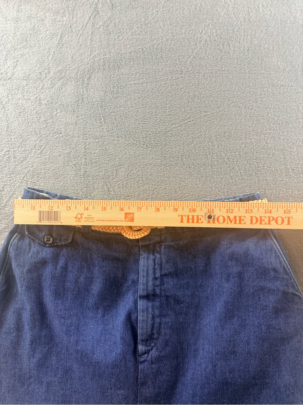 DEECEE - Vintage Dark Blue Denim Midi Skirt with Tan Braided Belt - Picture 6 of 10